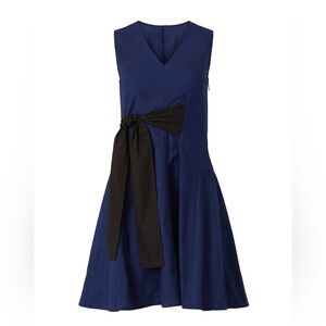 Thakoon Navy Blue Black Tie Waist Sleeveless Mini Dress- Size 2